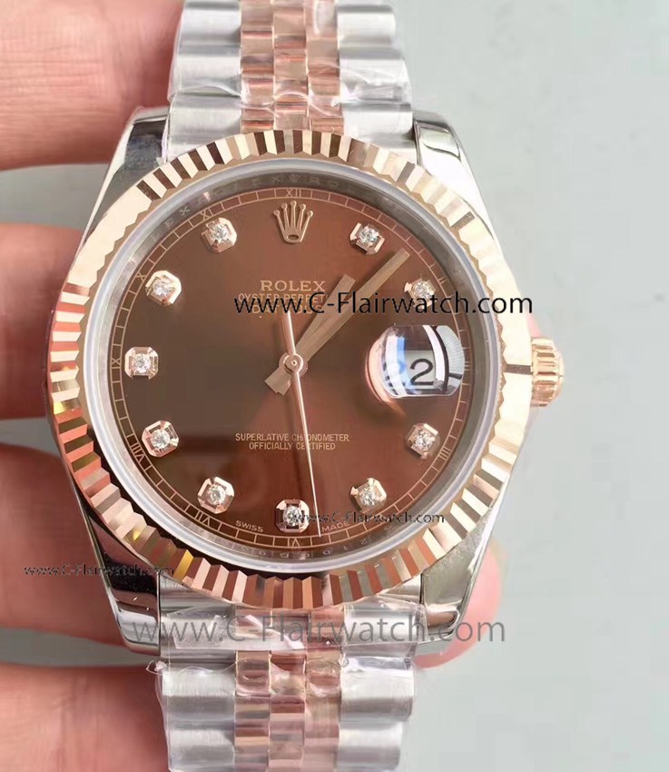 EWF Swiss 3255 2 Tone Rose Gold Rolex Datejust II Replica Watch